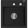 Mexen Vito Granitspüle 1-Becken 520 x 490 mm, schwarz, Siphon chrom - 6503521000-77