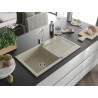 Mexen Leo Granitspüle 1-Becken mit Abtropffläche und Küchenarmatur Rita, beige - 6501-69-670300-00