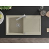 Mexen Leo 1-beckiges Granitspülbecken mit Abtropffläche und Küchenarmatur Rita, beige - 6501-69-670300-00