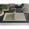 Mexen Leo Granitspüle 1-Becken mit Abtropffläche und Küchenarmatur Rita, beige - 6501-69-670300-69