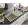 Mexen Leo Granitspüle 1-Becken mit Abtropffläche und Küchenarmatur Rita, beige - 6501-69-670300-69