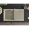 Mexen Leo Granitspüle 1-Becken mit Abtropffläche und Küchenarmatur Rita, beige - 6501-69-670300-69