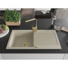 Mexen Leo granit Spüle 1-Becken mit Abtropffläche und Küchenarmatur Rita, beige - 6501-69-670300-50