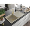 Mexen Leo Granitspüle 1-Becken mit Abtropffläche und Küchenarmatur Rita, beige - 6501-69-670300-50