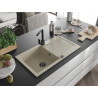 Mexen Leo Granitspüle 1-Becken mit Abtropffläche und Küchenarmatur Rita, beige - 6501-69-670300-70