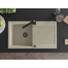 Mexen Leo Granitspüle 1-Becken mit Abtropffläche und Küchenarmatur Rita, beige - 6501-69-670300-70
