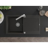 Mexen Leo Granitspüle 1-Becken mit Abtropffläche und Küchenarmatur Rita, schwarz/gold metallic - 6501-75-670300-00