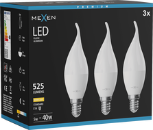 Mexen Nova 3x LED-Kerzenbirne E14, C37, 5W, Warm - 3000K, 525 lm - L106-E14-0530-01x03