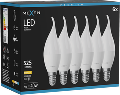 Mexen Nova 6x LED-Kerzenlampe E14, C37, 5W, Warm - 3000K, 525 lm - L106-E14-0530-01x06