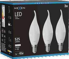 Mexen Nova 3x LED-Glühbirne Kerze E14, C37, 5W, Neutral - 4000K, 525 lm - L106-E14-0540-01x03