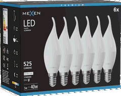 Mexen Nova 6x LED-Glühbirne Kerze E14, C37, 5W, Neutral - 4000K, 525 lm - L106-E14-0540-01x06