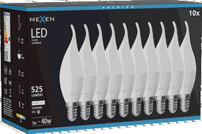 Mexen Nova 10x LED-Kerzenlampe E14, C37, 5W, Neutral - 4000K, 525 lm - L106-E14-0540-01x10