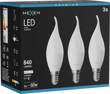 Mexen Nova 3x LED-Glühbirne Kerzenform E14, C37, 8W, Neutral - 4000K, 840 lm - L106-E14-0840-01x03