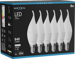 Mexen Nova 6x LED-Kerzenlampe E14, C37, 8W, Neutral - 4000K, 840 lm - L106-E14-0840-01x06