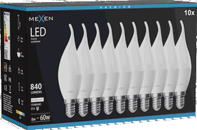 Mexen Nova 10x LED-Kerzenlampe E14, C37, 8W, Neutral - 4000K, 840 lm - L106-E14-0840-01x10