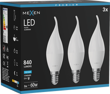 Mexen Nova 3x LED-Kerzenlampe E14, C37, 8W, Kalt - 6500K, 840 lm - L106-E14-0865-01x03