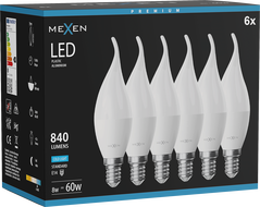 Mexen Nova 6x LED-Lampe Kerze E14, C37, 8W, Kalt - 6500K, 840 lm - L106-E14-0865-01x06