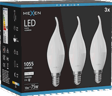 Mexen Nova 3x LED-Glühbirne Flamme E14, C37, 10W, Neutral - 4000K, 1055 lm - L106-E14-1040-01x03