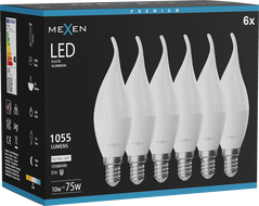 Mexen Nova 6x LED Kerzenlampe E14, C37, 10W, Neutral - 4000K, 1055 lm - L106-E14-1040-01x06