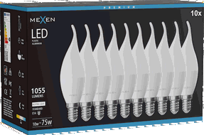 Mexen Nova 10x LED-Glühbirne Kerze E14, C37, 10W, Neutral - 4000K, 1055 lm - L106-E14-1040-01x10