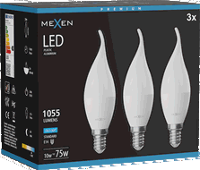 Mexen Nova 3x LED-Glühbirne Kerze E14, C37, 10W, Kalt - 6500K, 1055 lm - L106-E14-1065-01x03