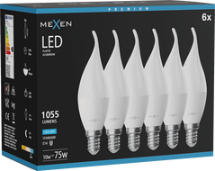 Mexen Nova 6x LED-Kerzenlampe E14, C37, 10W, Kalt - 6500K, 1055 lm - L106-E14-1065-01x06
