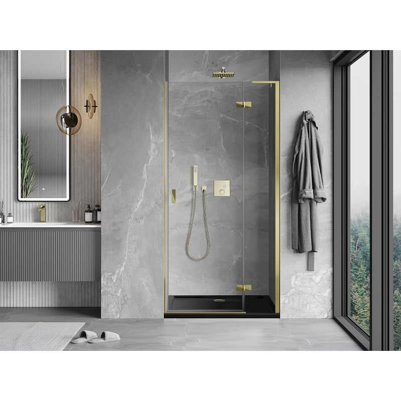 Mexen Mist-H L Duschdrehtür rechts 75 cm, transparent, gold - 8A5L-075-000-50-00-P