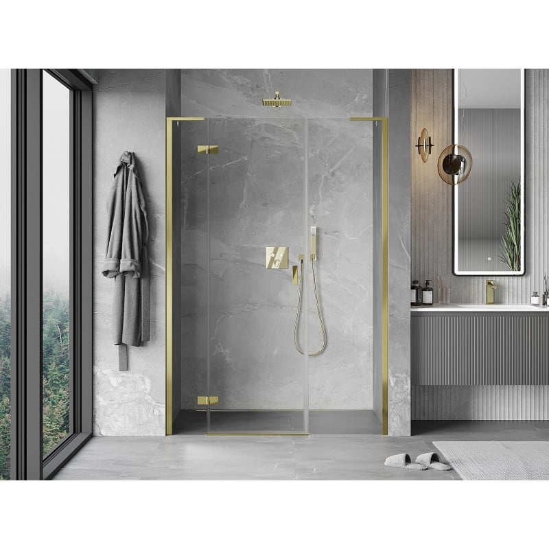 Mexen Mist-H L Duschtür, schwenkbar, links 120 cm, transparent, gold - 8A5L-120-001-50-00-L