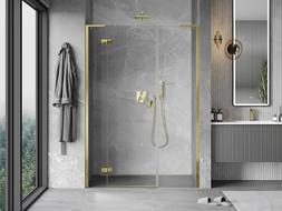 Mexen Mist-H L Duschtür, links angeschlagen, 145 cm, transparent, gold - 8A5L-145-001-50-00-L