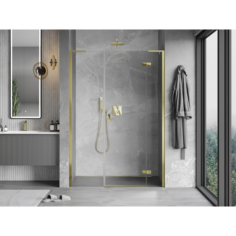 Mexen Mist-H L Duschtür, rechts öffnend, 125 cm, transparent, gold - 8A5L-125-001-50-00-P