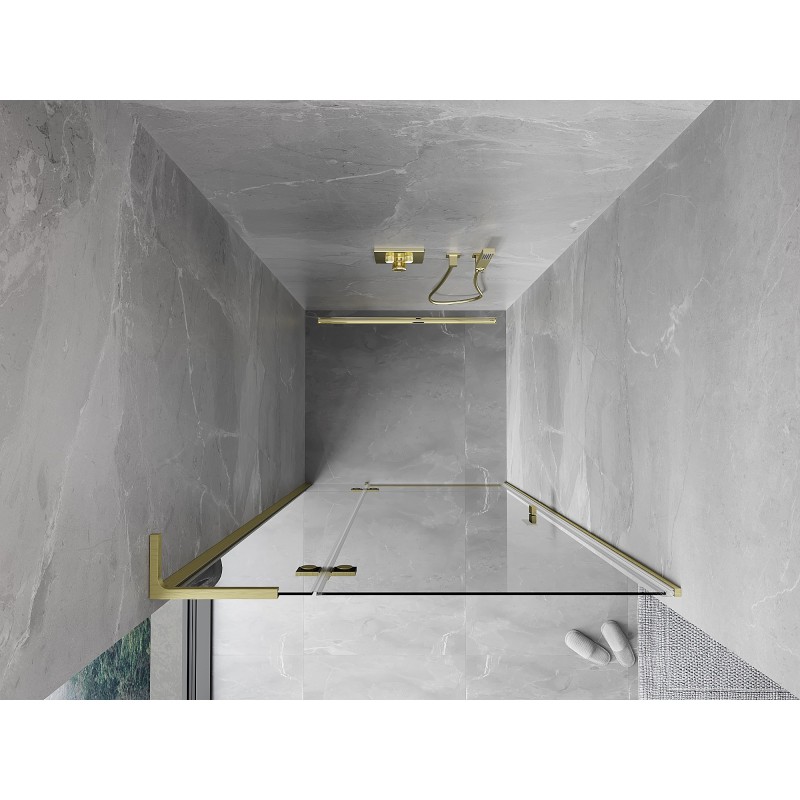 Mexen Mist-H L Duschdrehtür links 75 cm, transparent, gebürstetes Gold - 8A5L-075-000-55-00-L