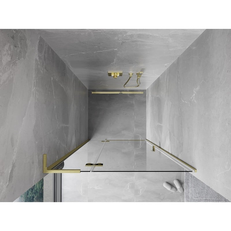Mexen Mist-H L Duschschwingtür links 100 cm, transparent, gebürstet gold - 8A5L-100-000-55-00-L