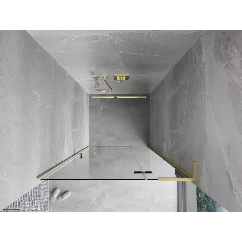 Mexen Mist-H L Duschdrehtüren rechts 75 cm, transparent, gebürstet gold - 8A5L-075-000-55-00-P