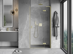 Mexen Mist-H L Duschdrehtür rechts 85 cm, transparent, gold gebürstet - 8A5L-085-000-55-00-P