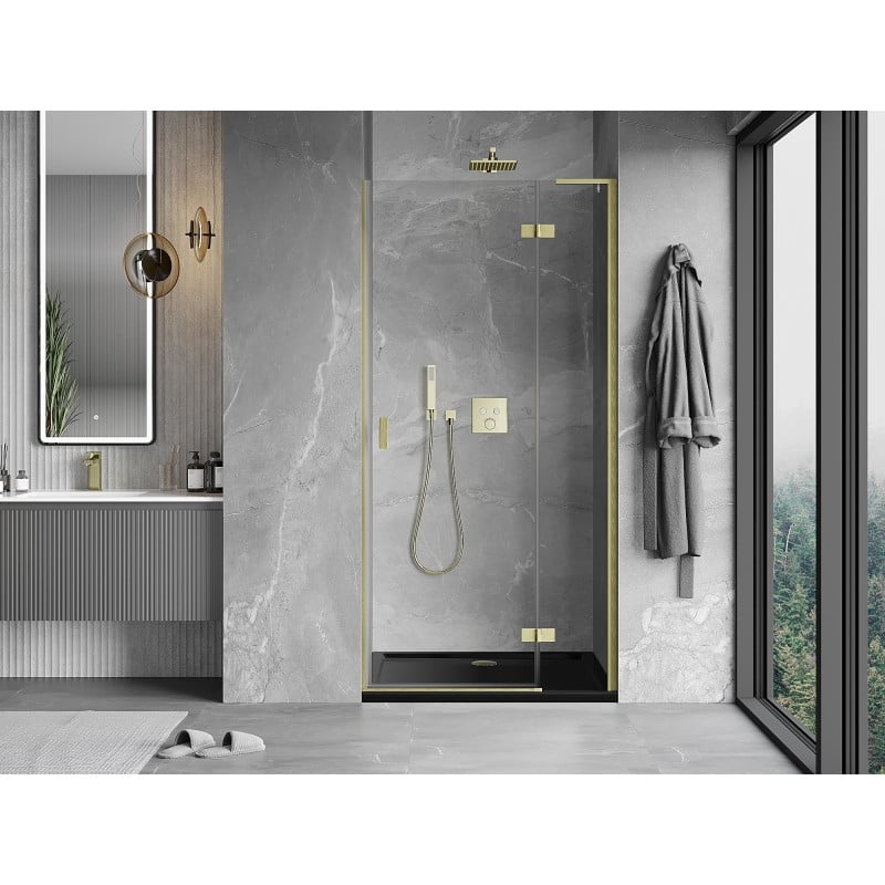 Mexen Mist-H L Duschdrehtür Rechts 90 cm, transparent, gold gebürstet - 8A5L-090-000-55-00-P