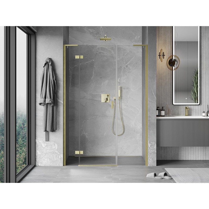 Mexen Mist-H L Duschpendeltür links 125 cm, transparent, gebürstet gold - 8A5L-125-001-55-00-L