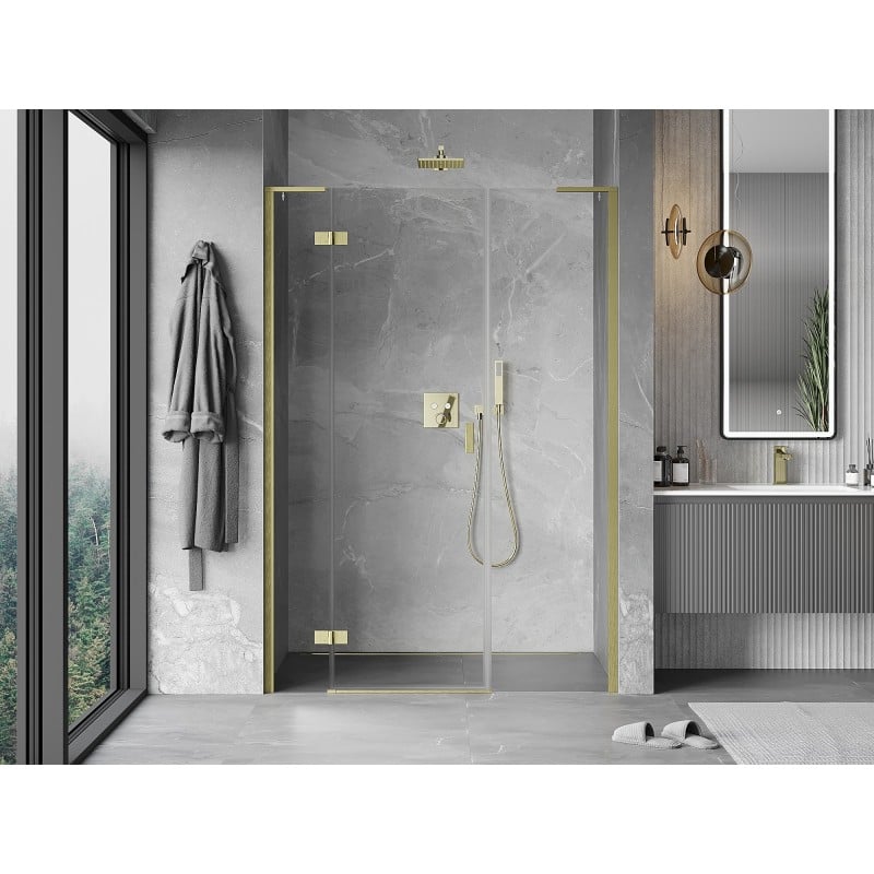 Mexen Mist-H L Duschschwingtür links 130 cm, transparent, gold gebürstet - 8A5L-130-001-55-00-L