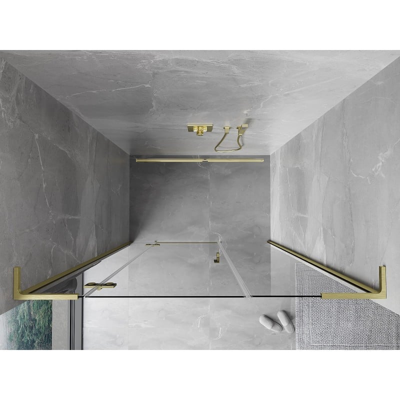 Mexen Mist-H L Duschdrehtür links 160 cm, transparent, gebürstet gold - 8A5L-160-001-55-00-L