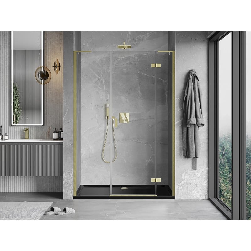 Mexen Mist-H L Duschwandtür rechts öffnend 125 cm, transparent, gold gebürstet - 8A5L-125-001-55-00-P