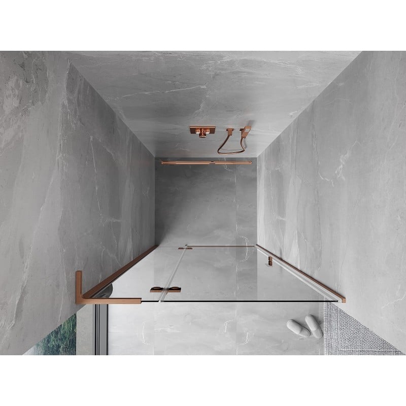 Mexen Mist-H L Duschflügeltür links 75 cm, transparent, gebürstetes Kupfer - 8A5L-075-000-65-00-L