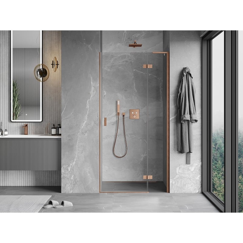 Mexen Mist-H L Duschdrehtür rechts 105 cm, transparent, gebürstetes Kupfer - 8A5L-105-000-65-00-P