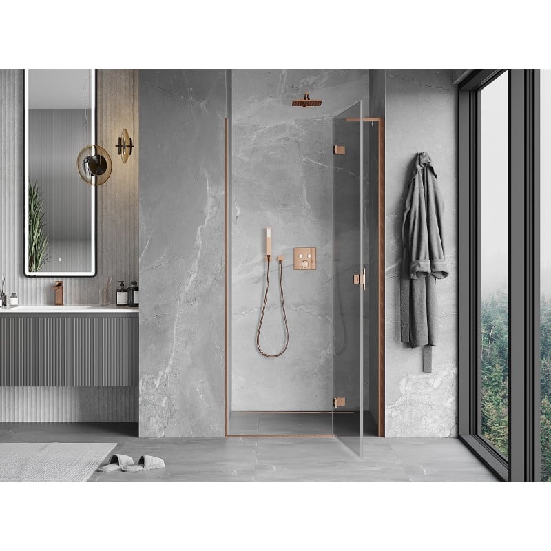 Mexen Mist-H L Duschdrehtür rechts 105 cm, transparent, gebürstetes Kupfer - 8A5L-105-000-65-00-P