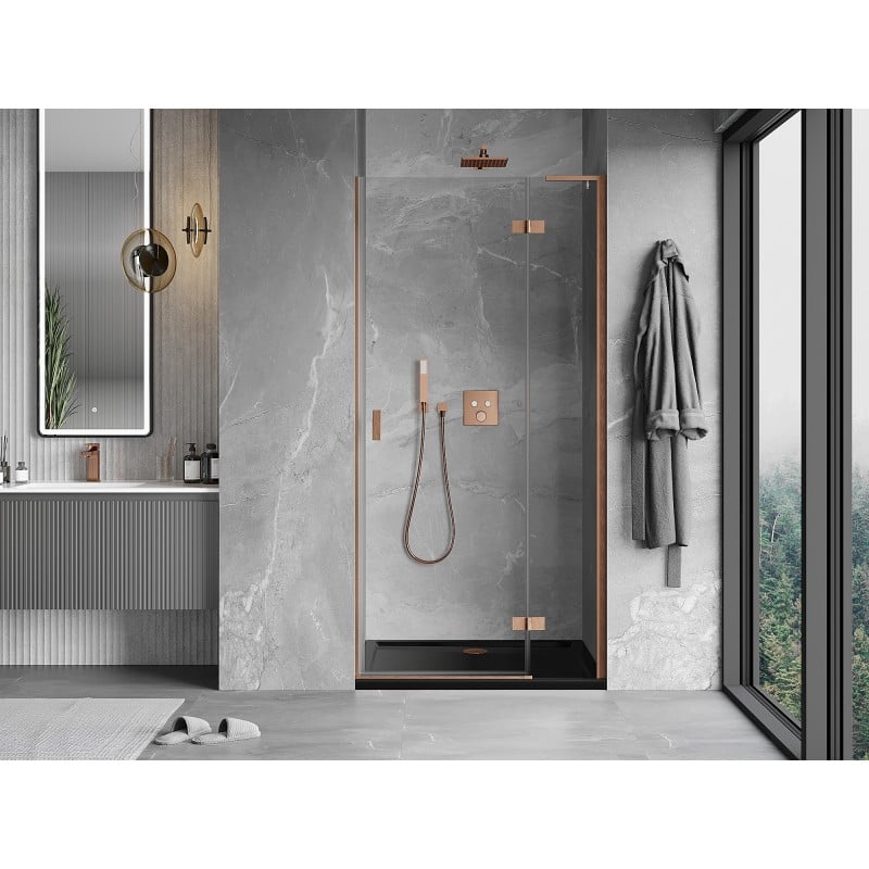 Mexen Mist-H L Duschdrehtür rechts 110 cm, transparent, gebürstetes Kupfer - 8A5L-110-000-65-00-P