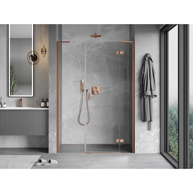 Mexen Mist-H L Duschdrehtür rechts 140 cm, transparent, gebürstetes Kupfer - 8A5L-140-001-65-00-P