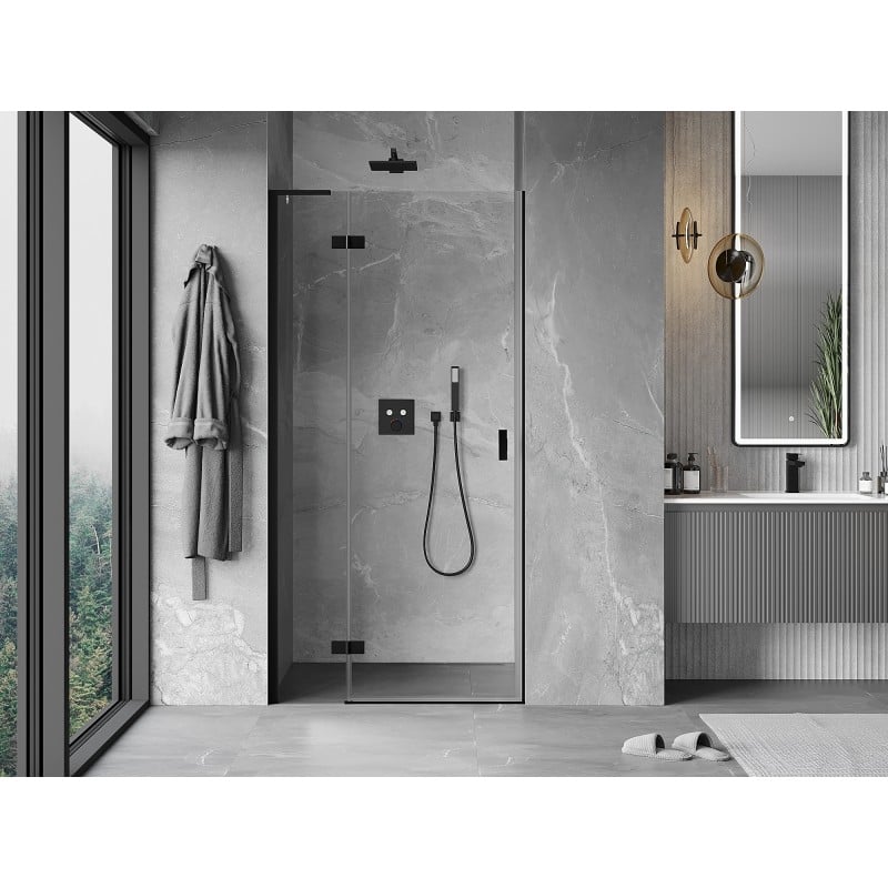 Mexen Mist-H L Duschabtrennung links schwenkbar 110 cm, transparent, schwarz - 8A5L-110-000-70-00-L