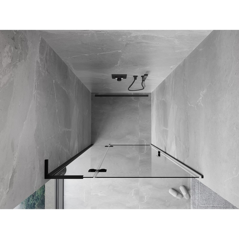 Mexen Mist-H L Duschabtrennung, links angeschlagen, 120 cm, transparent, schwarz - 8A5L-120-000-70-00-L