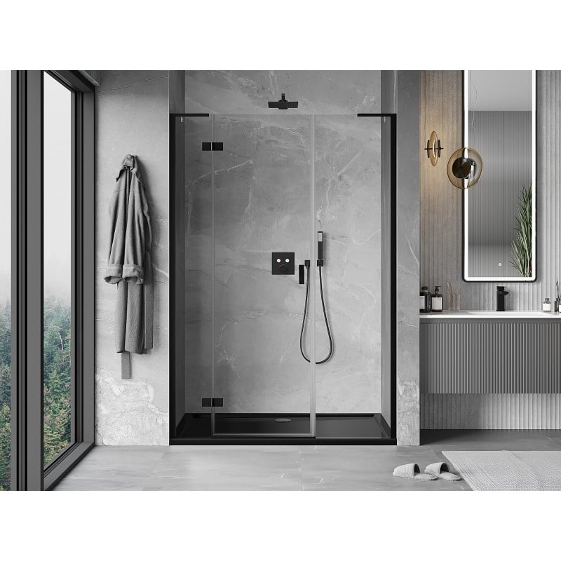 Mexen Mist-H L linke Duschdrehtür 130 cm, transparent, schwarz - 8A5L-130-001-70-00-L