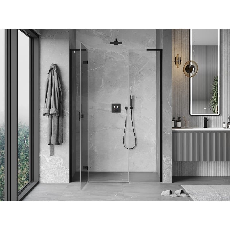 Mexen Mist-H L Dusch­tür links öffnend 160 cm, transparent, schwarz - 8A5L-160-001-70-00-L