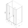 Mexen Exo-3S 3-seitige Duschkabine, Schiebetür, 200 x 70 cm, transparent, schwarz - 8152-200-070-70-00-3S