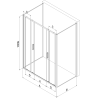 Mexen Exo-3S Duschkabine 3-seitig verschiebbar 190 x 80 cm, transparent, schwarz - 8152-190-080-70-00-3S
